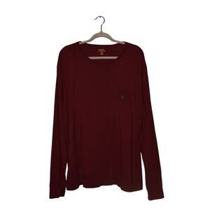 POLO RALPH LAUREN $60 Burgundy Long‎ Sleeve Pocket T-Shirt Crewneck Men's XL